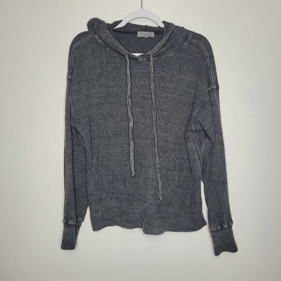 Michael Star black waffle knit grunge hooded pullover sweater size small - Picture 1 of 5